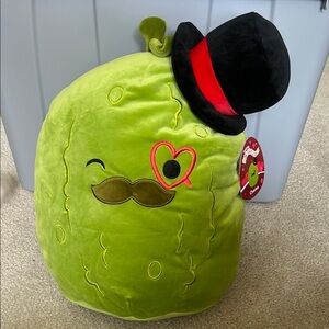 Green Pickle Plush with Black Hat